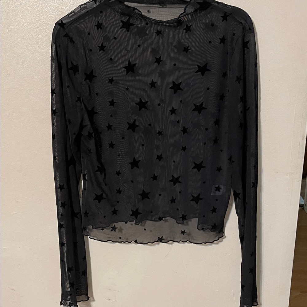 Black Star Mesh Top